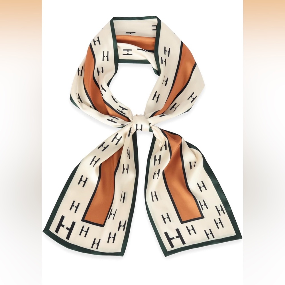Elegant Cream and Brown Patterned Scarf